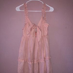 Baby Pink Flowy Ruffled Summer Dress